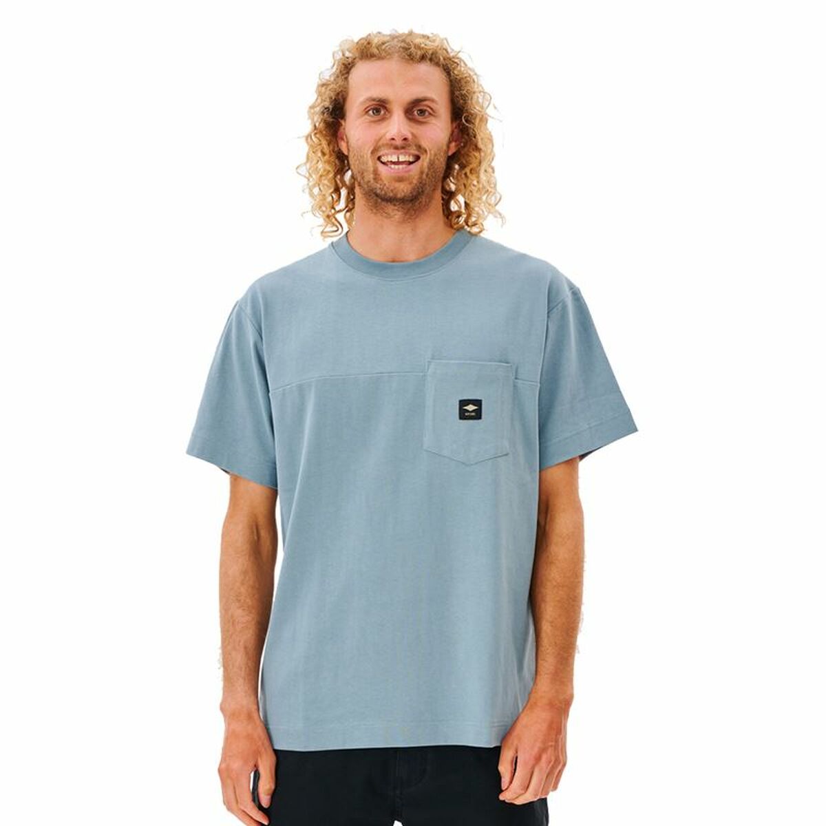 Men’s Short Sleeve T-Shirt Rip Curl Pocket Quality Surf Blue