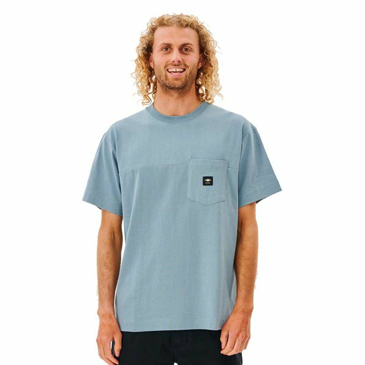 Men’s Short Sleeve T-Shirt Rip Curl Pocket Quality Surf Blue