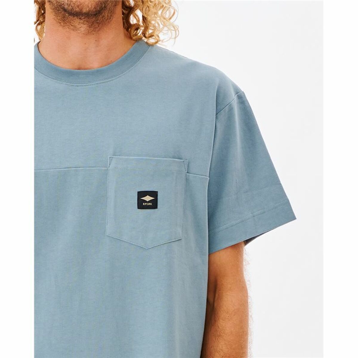 Men’s Short Sleeve T-Shirt Rip Curl Pocket Quality Surf Blue