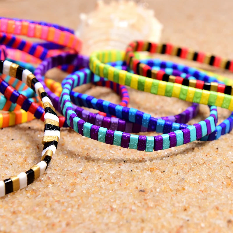 MOON GIRL Colorful Miyuki Bracelets for Women Trendy Charm Wrap Tila
