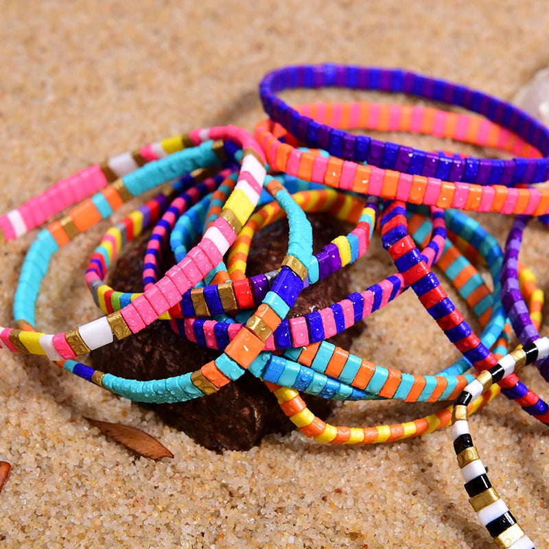 MOON GIRL Colorful Miyuki Bracelets for Women Trendy Charm Wrap Tila