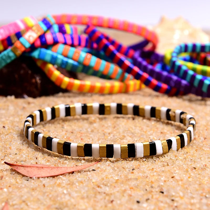 MOON GIRL Colorful Miyuki Bracelets for Women Trendy Charm Wrap Tila