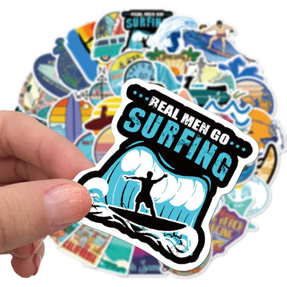 10/30/50PCS Summer Surfing Stickers Beach Surf Sticker Waterproof DIY