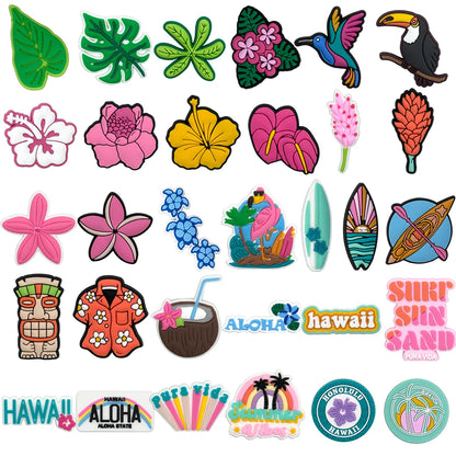 1/30PCS Shoe Charms New Hawaiian Style Flower Surf Board Shoe