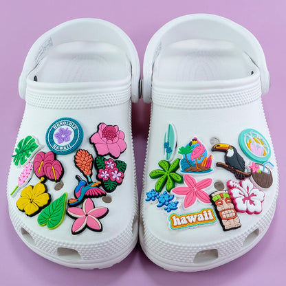 1/30PCS Shoe Charms New Hawaiian Style Flower Surf Board Shoe